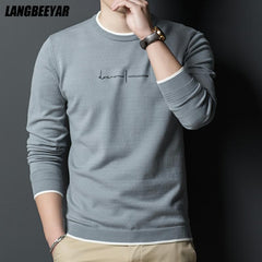 Designer Knit Pullover Sweater Men Crew Letter Printed Slim Fit Jumper