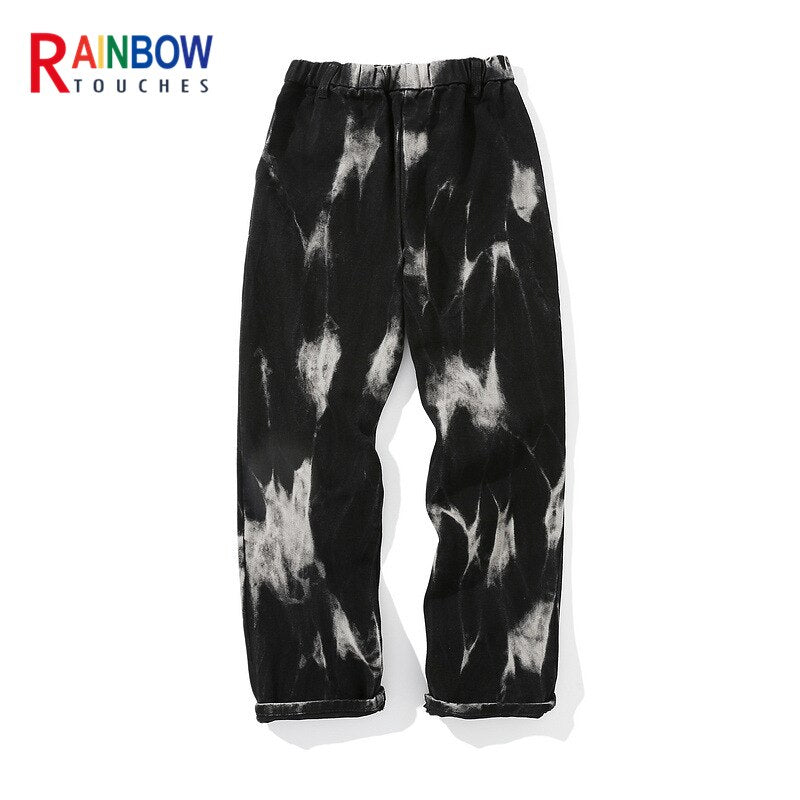 Pants Tie Dye Printing Hip Hop Loose Casual Cargo Straight Pant Men