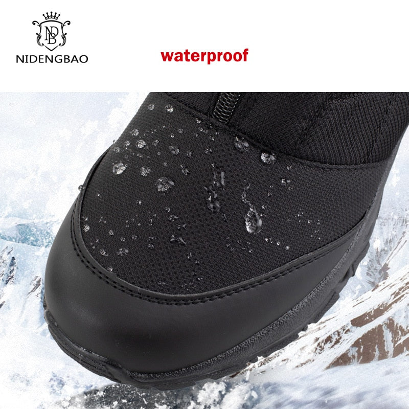 Winter Boots Men High-top Water-resistant Shoes Warm Snow Boots