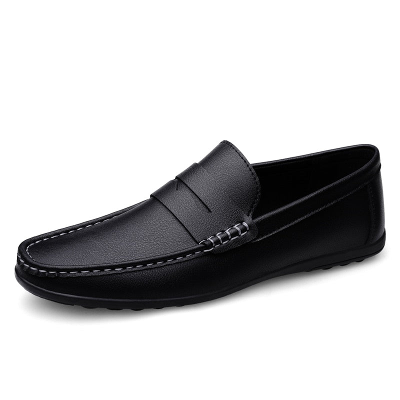 Casual Men Loafer Shoes White Black Slip-On Big Size