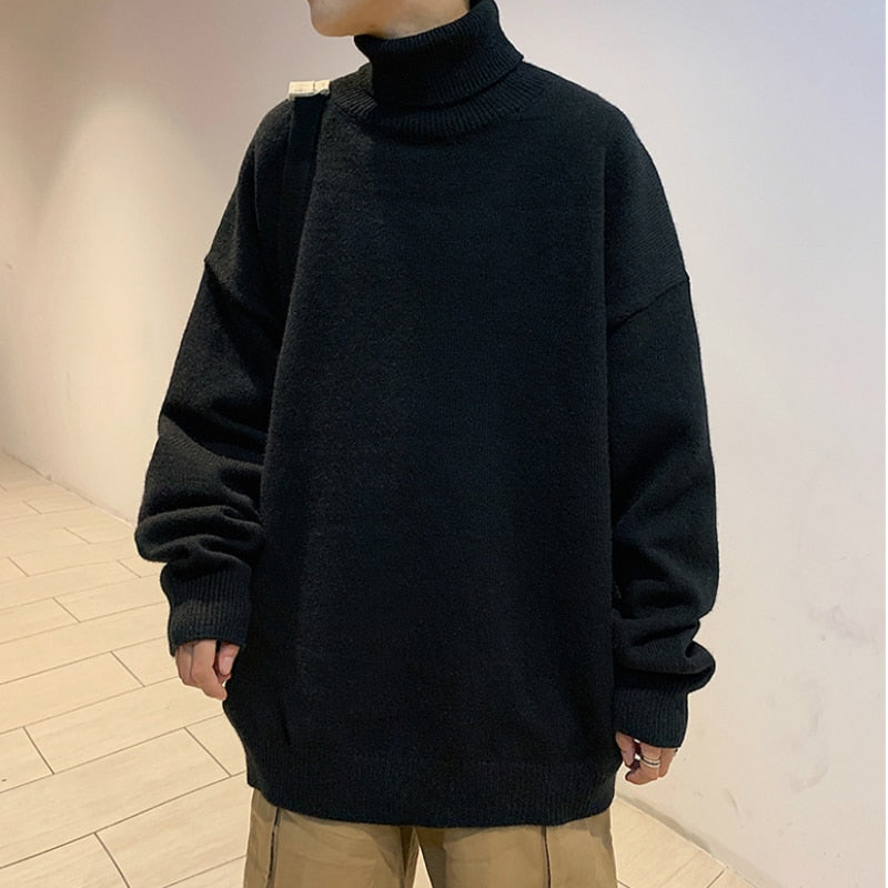 Knitted Warm Sweater Men Turtleneck Sweater Loose Bottoming Shirt Pullovers