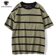 Men T Shirt Color Block Print Tee Shirts Simple Tops