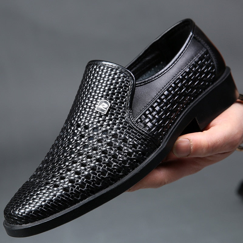 Men Loafers Shoes Hollow Breathable Casual Shoes Slip on Formal Dress Shoes