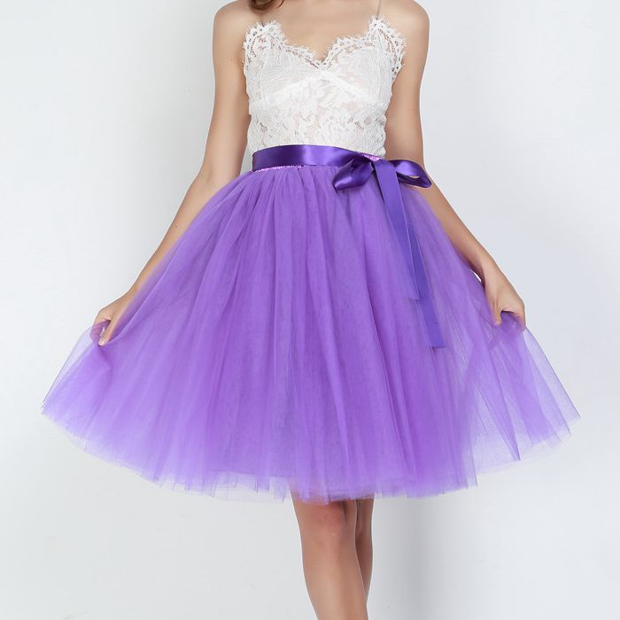 6Layers 65cm Fashion Tulle Skirt Pleated Tutu Skirts