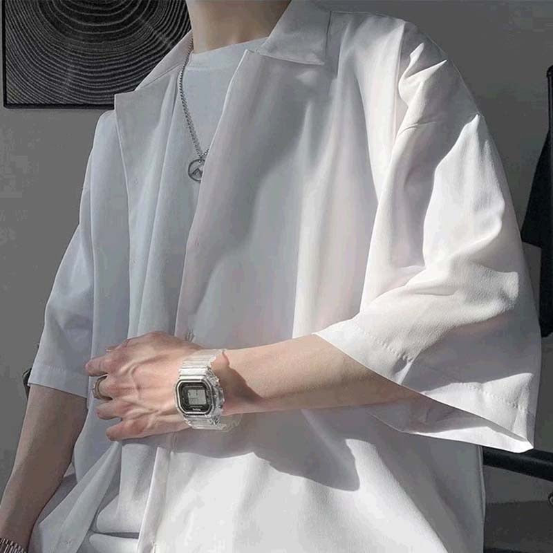 Half Sleeve Shirts Men Loose Simple Summer Draped