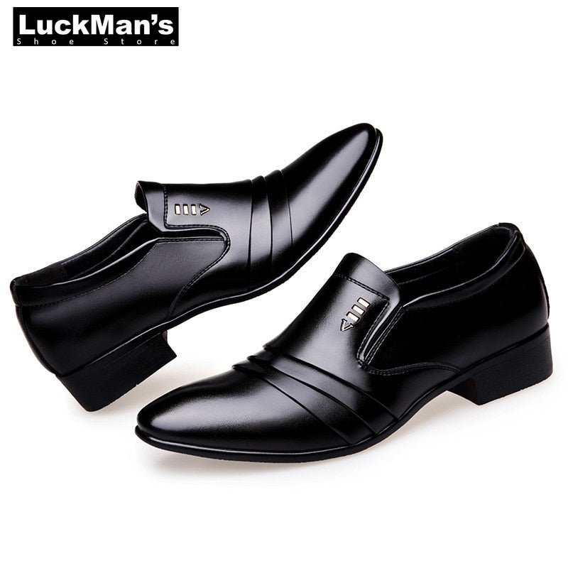 Shoes Men Business Dress Loafers Pointy Black Shoes Oxford Breathable Shoes