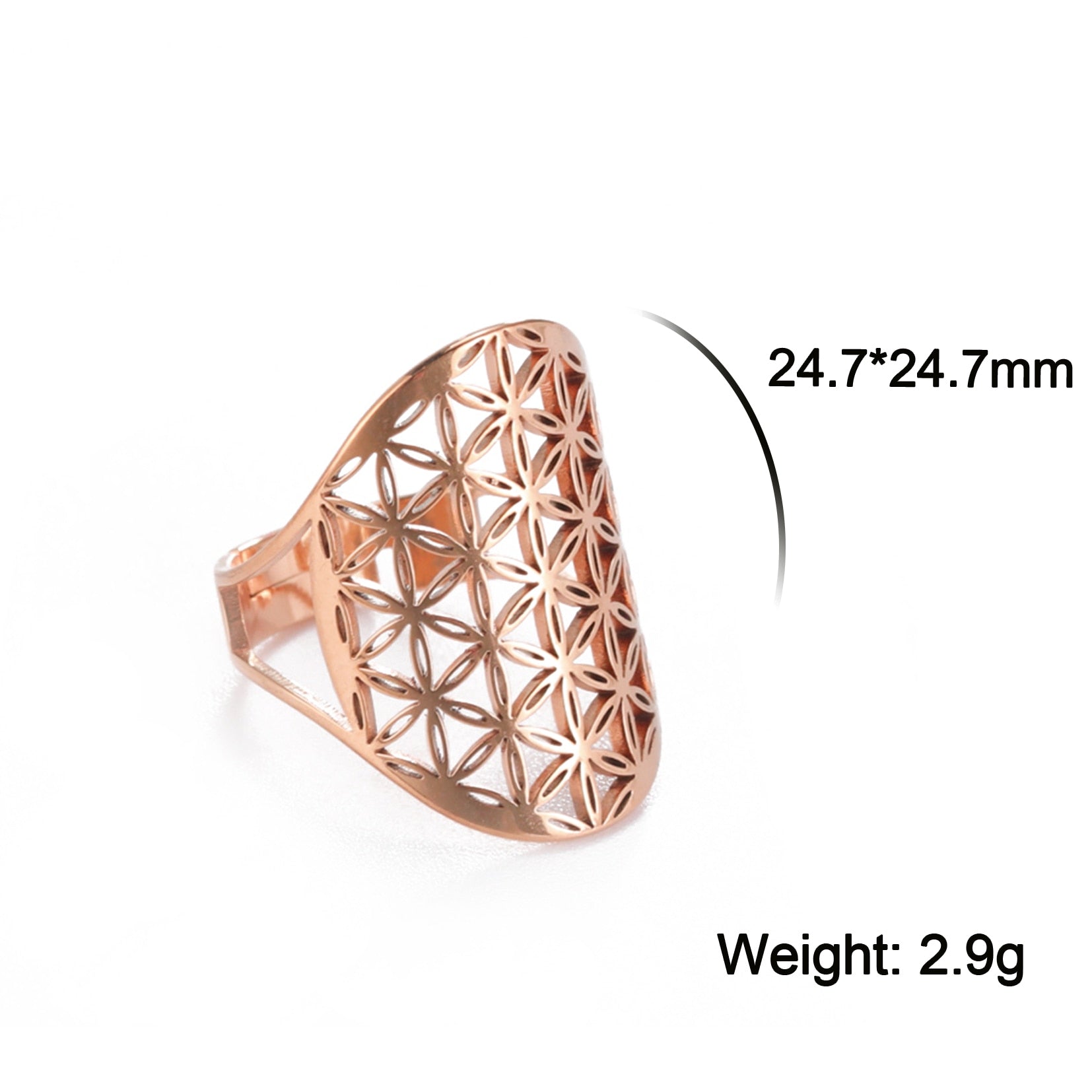 Geometric Flower of Life Ring Adjustable Stainless Steel Ring