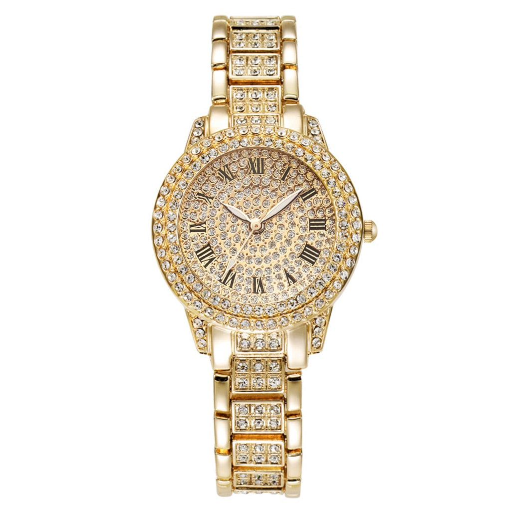 Diamond Women Watches Gold Watch Ladies Wrist Rhinestone