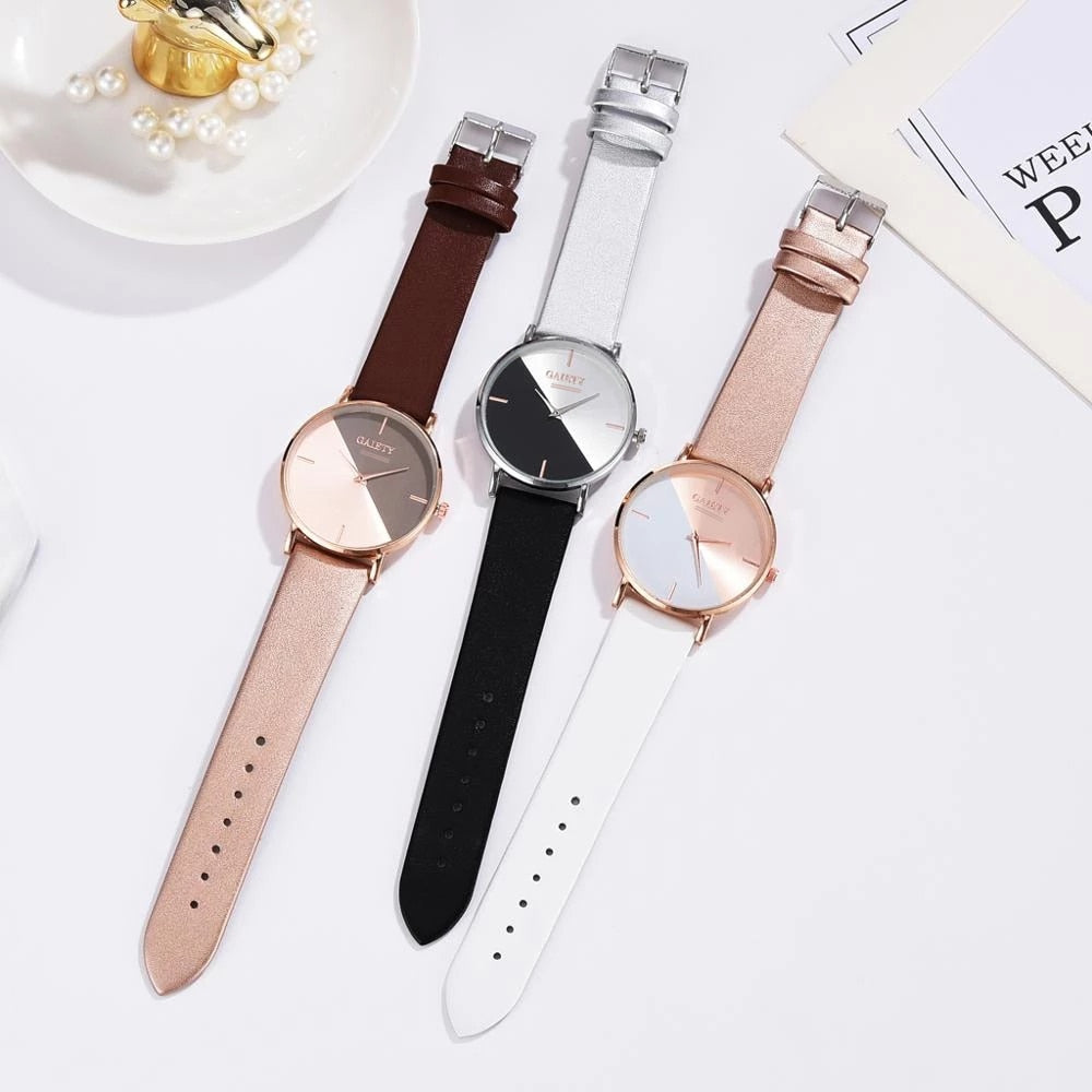 Gaiety Brand Women Watches Leather Rose Gold Dress Female