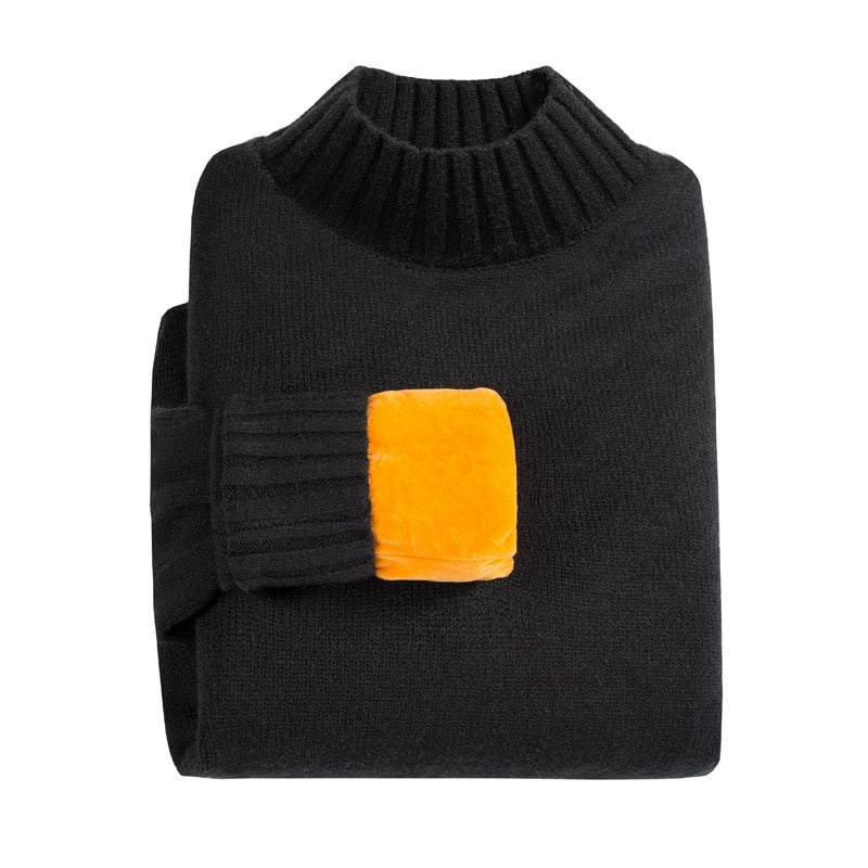 Super Warm Sweater Turtleneck Slim Soft Fleece Pullover Knitted Sweater Men