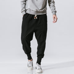 Pants Men Casual Joggers Pants Linen Sweatpants Ankle-length Trousers