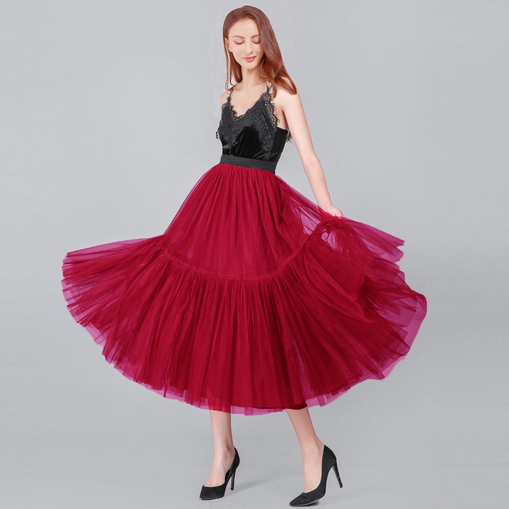 90 cm Luxury Soft Tulle Skirt Hand-made Maxi Long Pleated Skirts