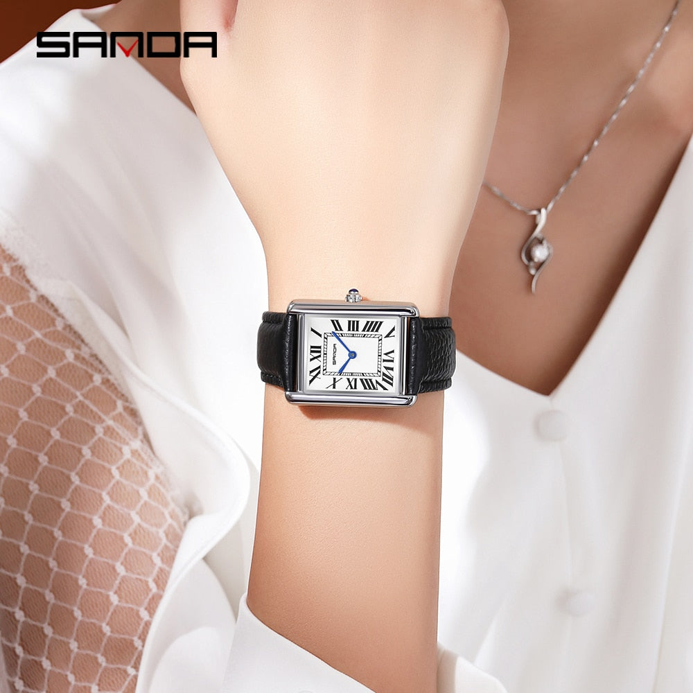 Sanda Rectangular Wrist Watches Ladies Band Quartz