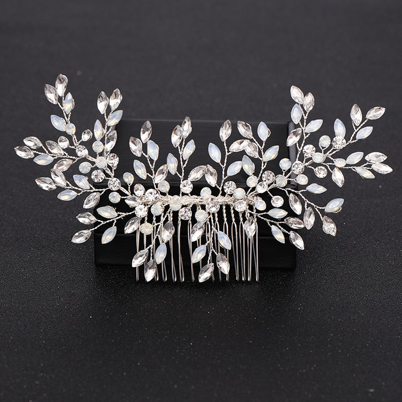 Silver Color Pearl Crystal Wedding Hair Combs Hair Accessories