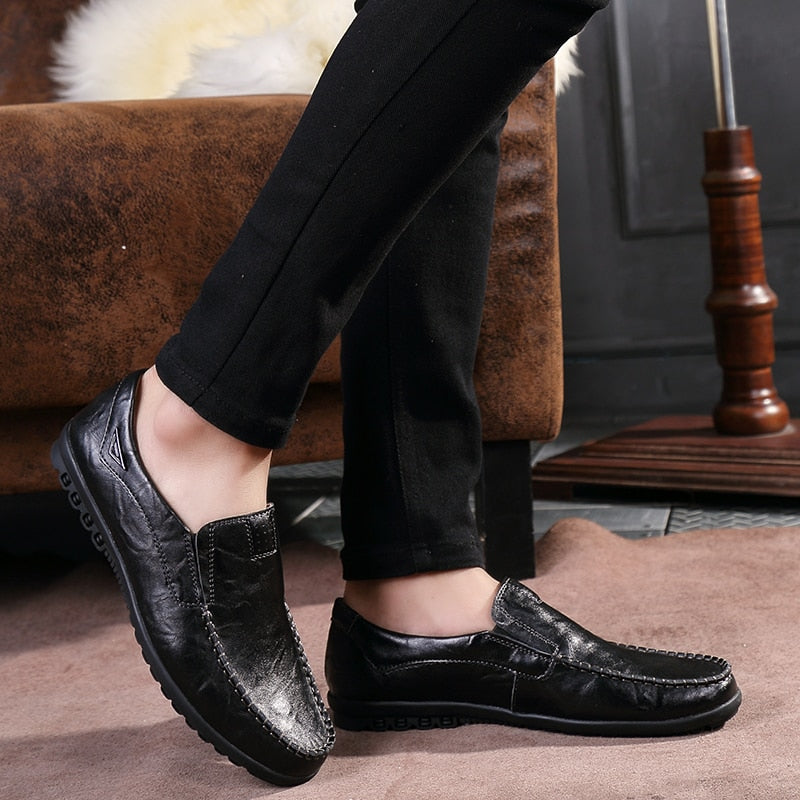 Men Casual Shoes Loafers Moccasins Breathable Slip on Black Driving Shoes