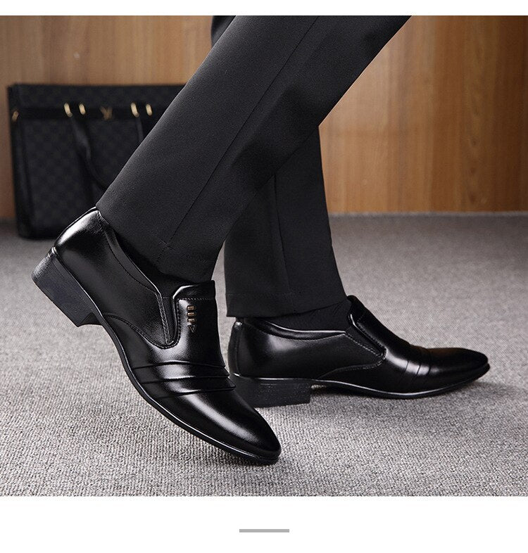 Shoes Men Business Dress Loafers Pointy Black Shoes Oxford Breathable Shoes