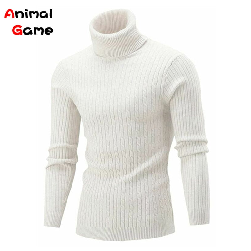 Turtleneck Sweater Men Rollneck Warm Knitted Keep Warm Jumper Woolen