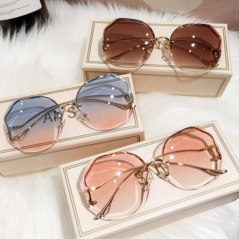 Irregular Round Sunglasses Women Brand Designer Gradient