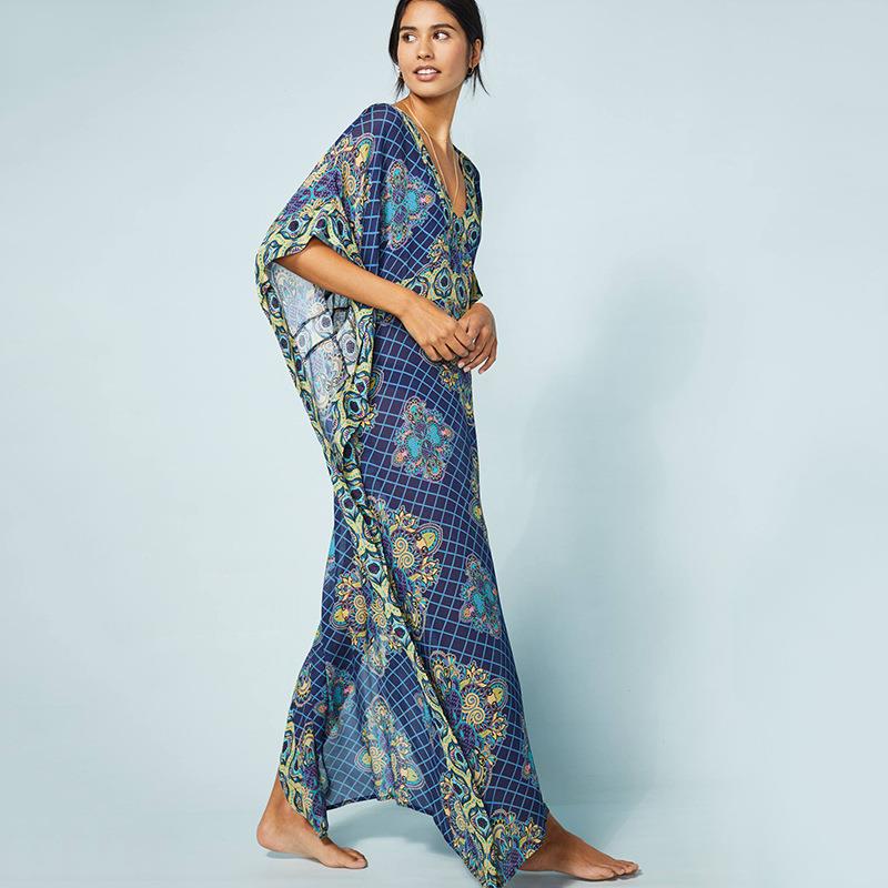 Long Beach Cover up Pareos de Playa Mujer Beach Kaftan