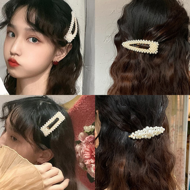 Simulated Pearl Hair Clips For Women