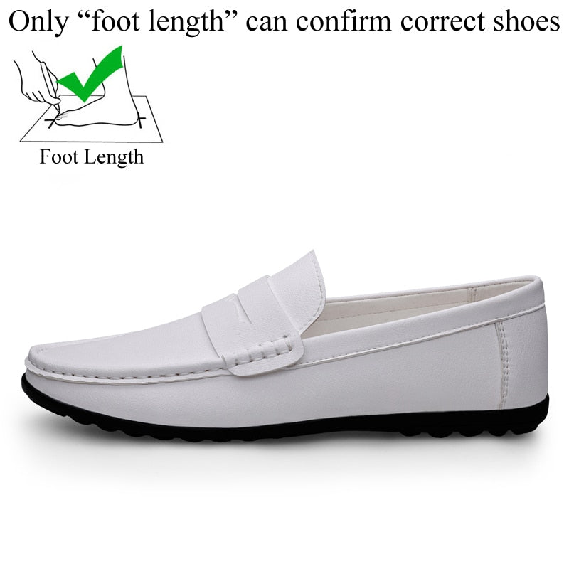 Casual Men Loafer Shoes White Black Slip-On Big Size