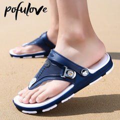 Men Flip Flops Beach Sandals Shoes Flat Non Slip Designer Slippers Rubber