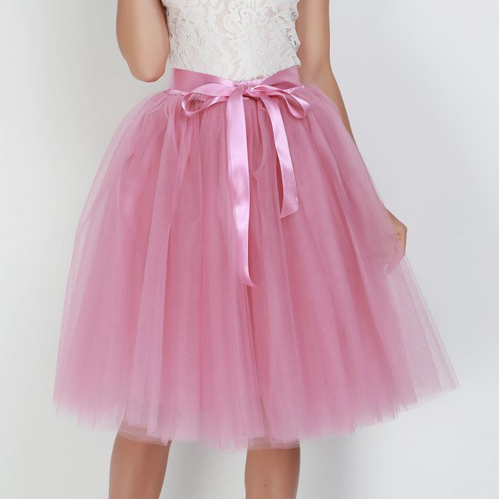 6Layers 65cm Fashion Tulle Skirt Pleated Tutu Skirts