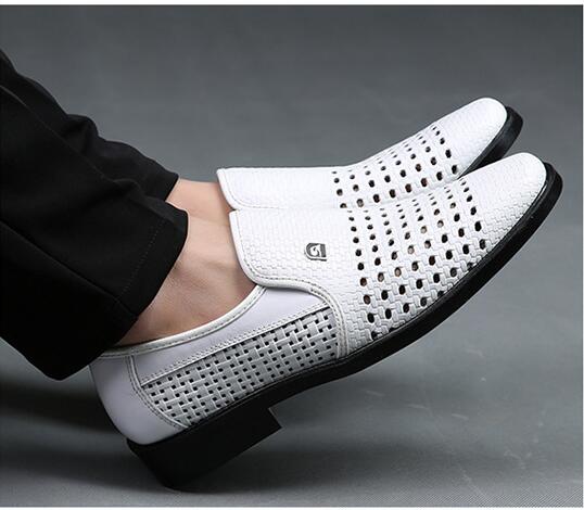 Men Loafers Shoes Hollow Breathable Casual Shoes Slip on Formal Dress Shoes