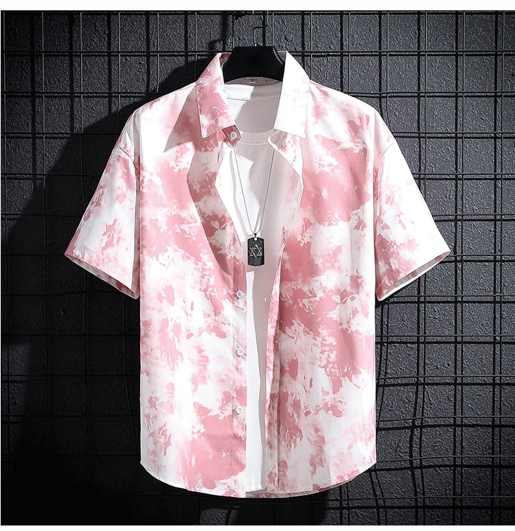 men short-sleeved printed shirt men casual beach thin tops