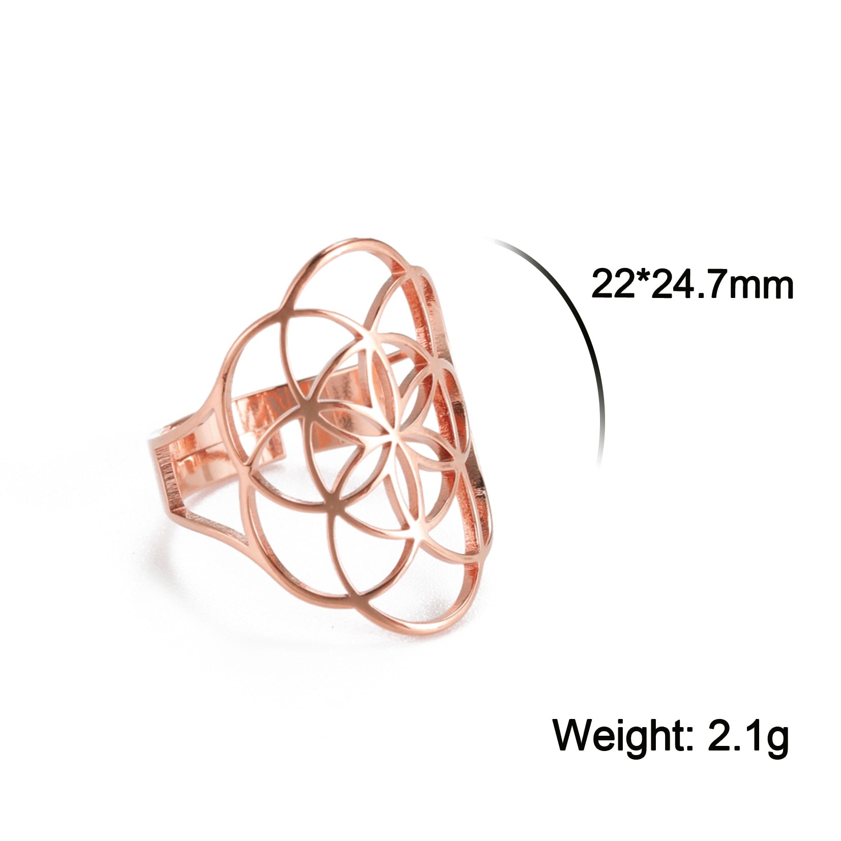 Geometric Flower of Life Ring Adjustable Stainless Steel Ring