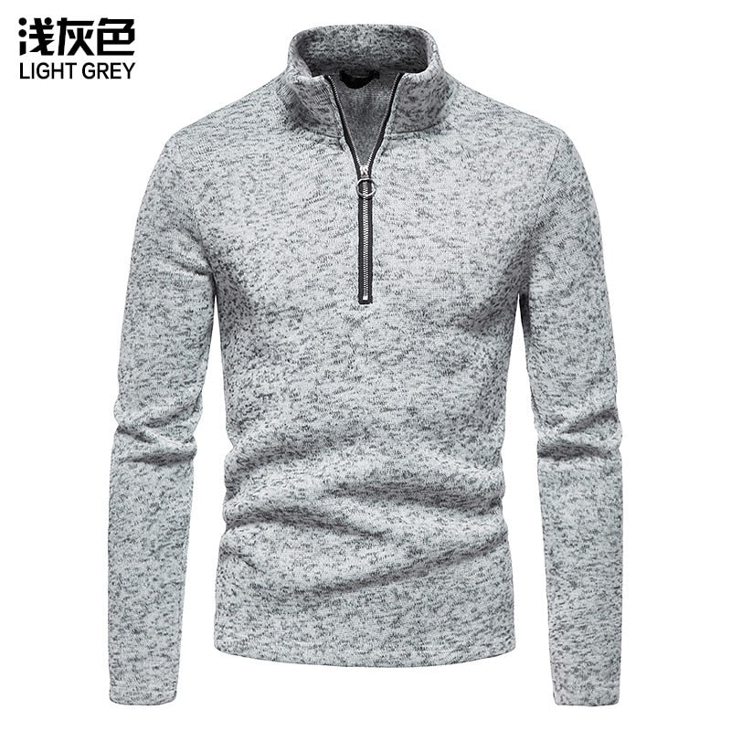 Warm Men Long-sleeved Sweater Stand-up Collar Zipper Sweater