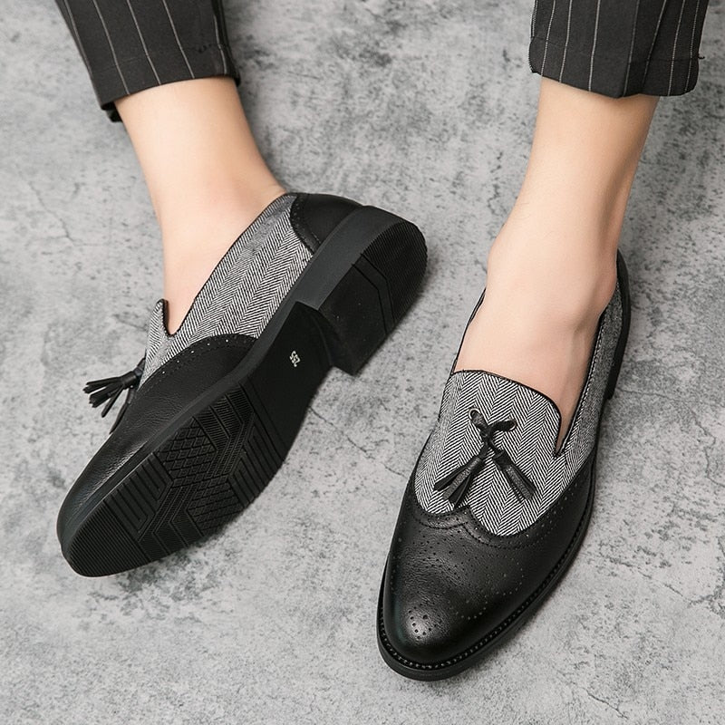 Men Shoes Tassel Loafers Slip On Formal Dress Shoes Business Footwear