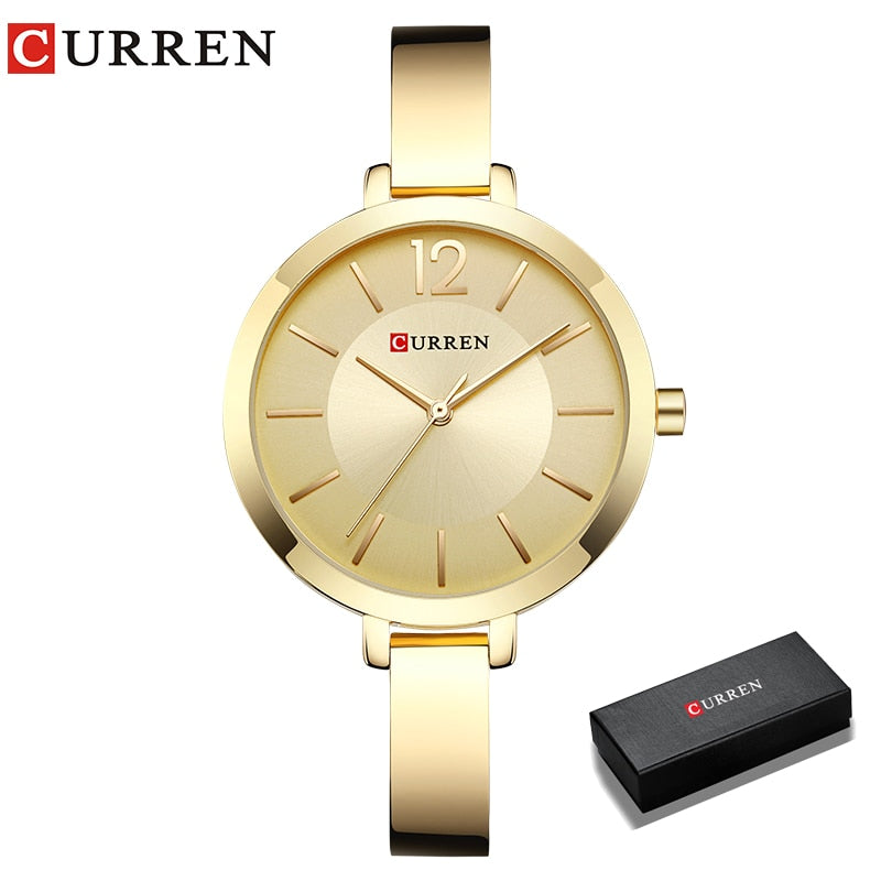 Fashion Gold Women Watches Stainless Steel Ultra thin Quartz Watch