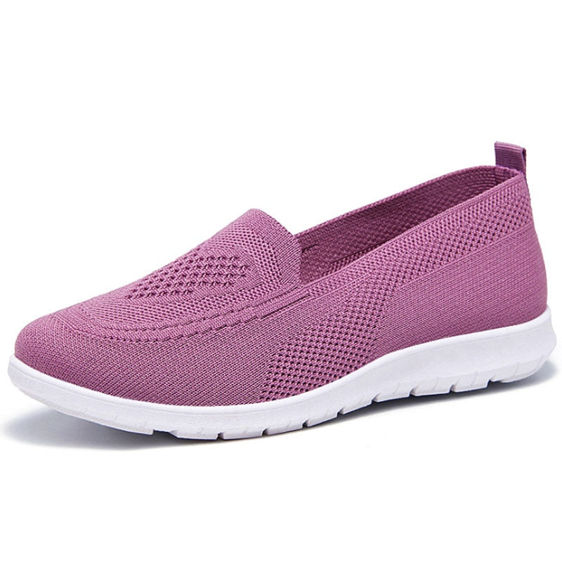 Autumn Women Loafers Flats Comfortable Knitted Cotton Slip-on