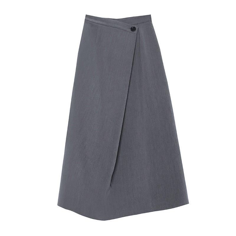 Casual Solid Irregular Skirt High Waist Loose Asymmetrical