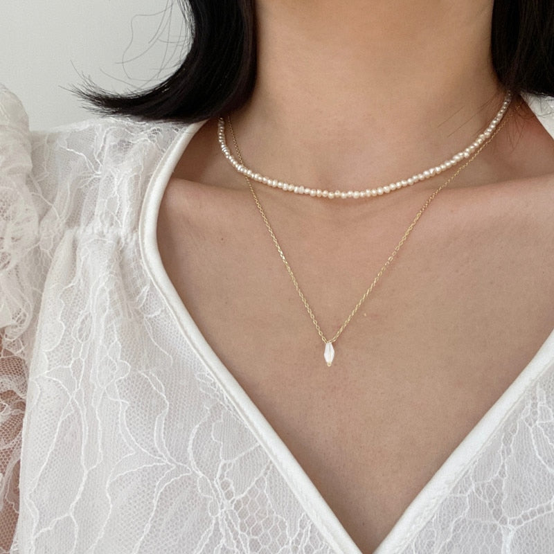 Dainty Pearl Flower Bow-knot Choker Necklace Long Chain Pearl Heart