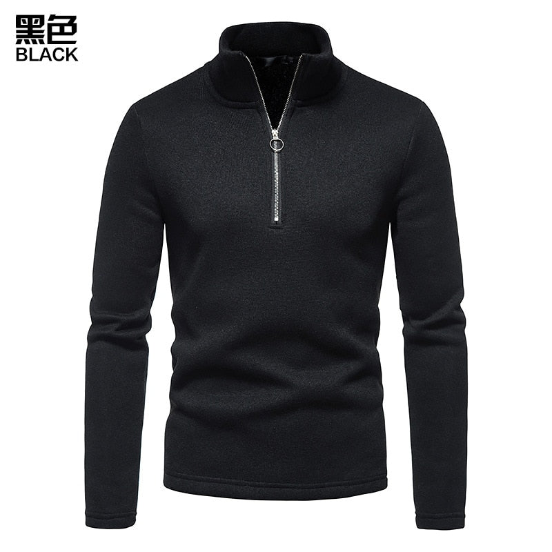 Warm Men Long-sleeved Sweater Stand-up Collar Zipper Sweater