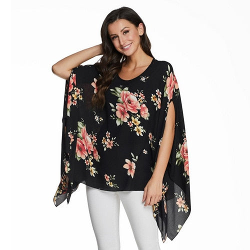 Women Blouses Chiffon Blouse Shirt Batwing Sleeve