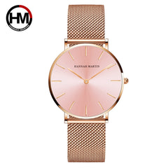 Quartz Movement 36mm Martin Women Stainless Steel Mesh Rose Gold