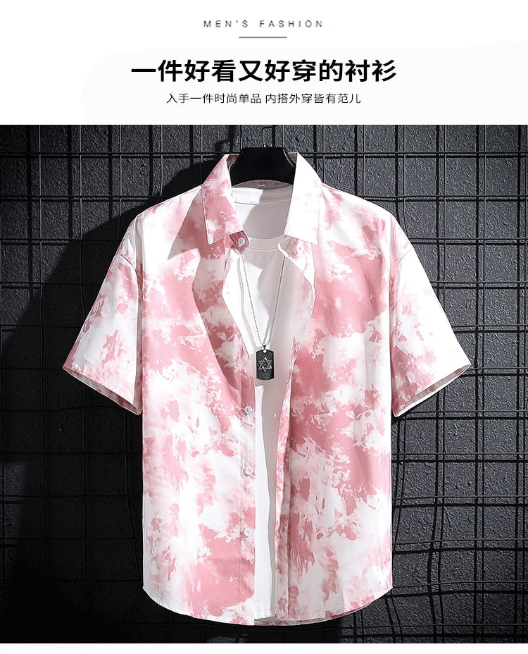 men short-sleeved printed shirt men casual beach thin tops