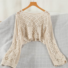 Boho Hollow Out Crochet Crop Top Pullover