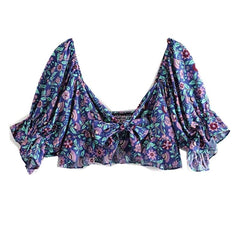 Bow Tide Ruffle Strap Floral Bra Tank Top Crop Top