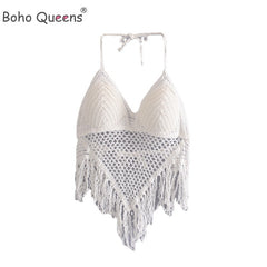 Boho Queens Fashion Women Hollow Out Sleeveless Crop Tops