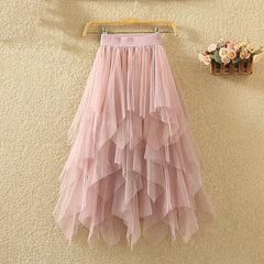 Tulle Skirts Womens Faldas Mujer Moda Fashion Elastic High Waist