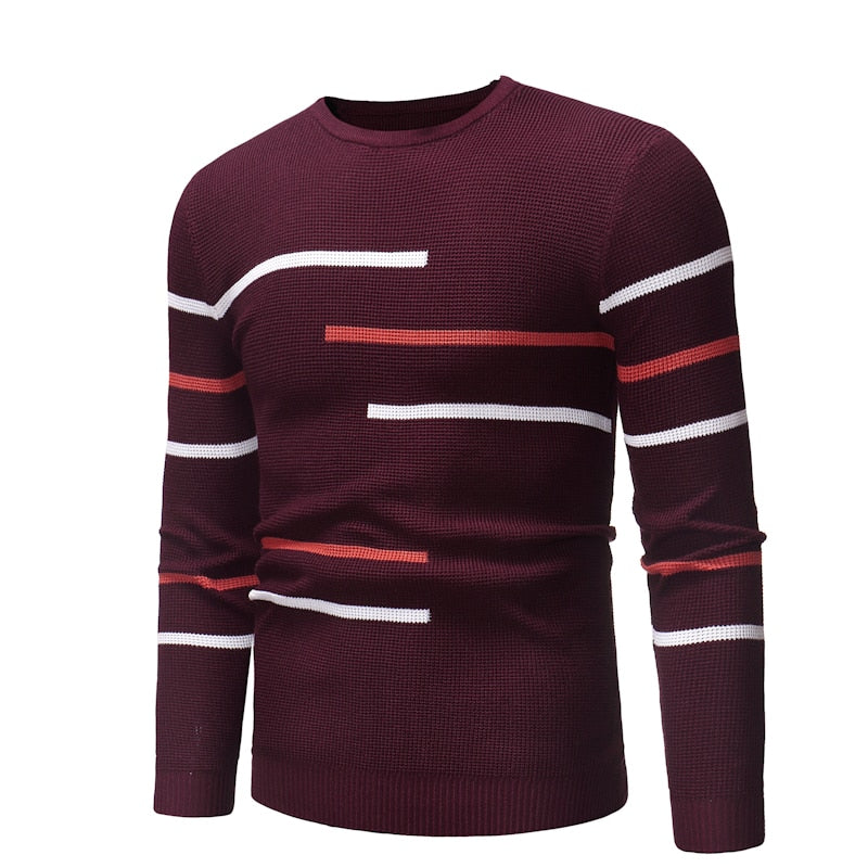 Men round-neck striped pullover men knit sweater