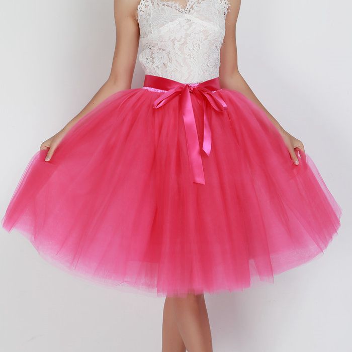 6Layers 65cm Fashion Tulle Skirt Pleated Tutu Skirts