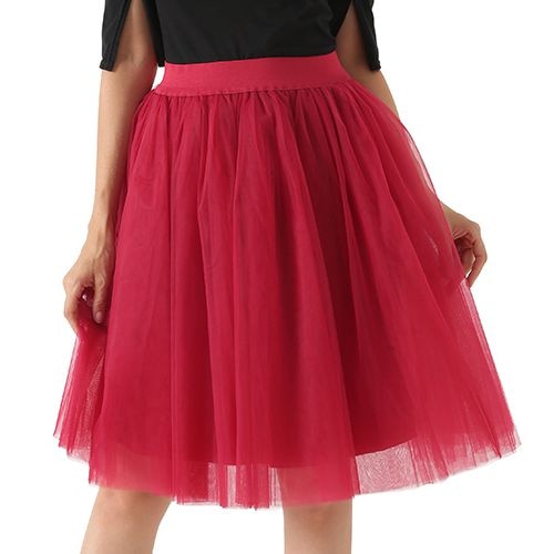 5 Layers Fashion Tulle Skirt Pleated TUTU Skirts Midi Skirt