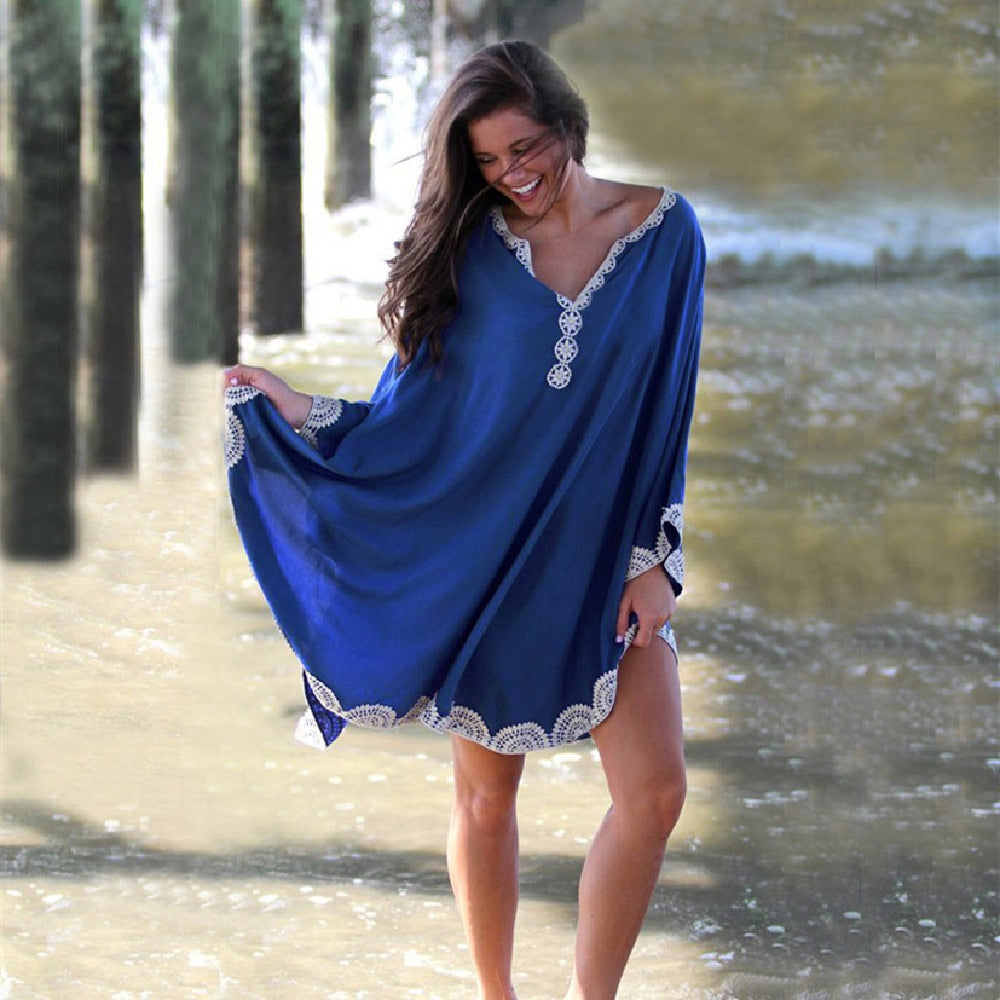 Cotton Long Beach Dress Beach Coverups