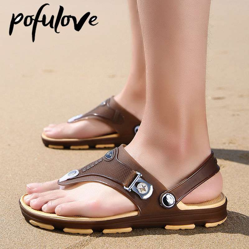 Men Flip Flops Beach Sandals Shoes Flat Non Slip Designer Slippers Rubber