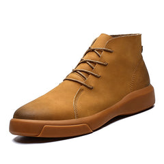 Winter Men Snow Boots Lace-up Ankle Boots Warm Plush Boots Shoes